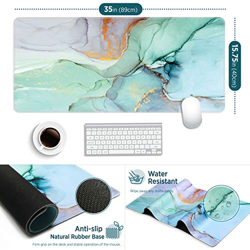 Oriday Large Gaming Mouse Pad, Extended XXL, (35.4x15.7x0.11 in), Long Non-Slip Rubber Base Mousepad, Stitched Edges, Waterproof Keyboard Desk Mat for Game, Work, Office, Home Decor (Teal Ocean) - Image 3