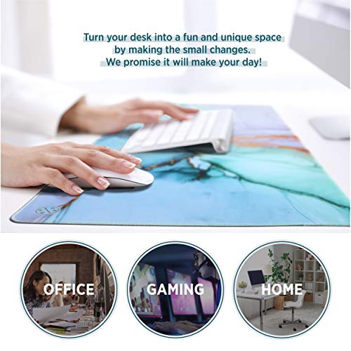 Oriday Large Gaming Mouse Pad, Extended XXL, (35.4x15.7x0.11 in), Long Non-Slip Rubber Base Mousepad, Stitched Edges, Waterproof Keyboard Desk Mat for Game, Work, Office, Home Decor (Teal Ocean) - Image 5