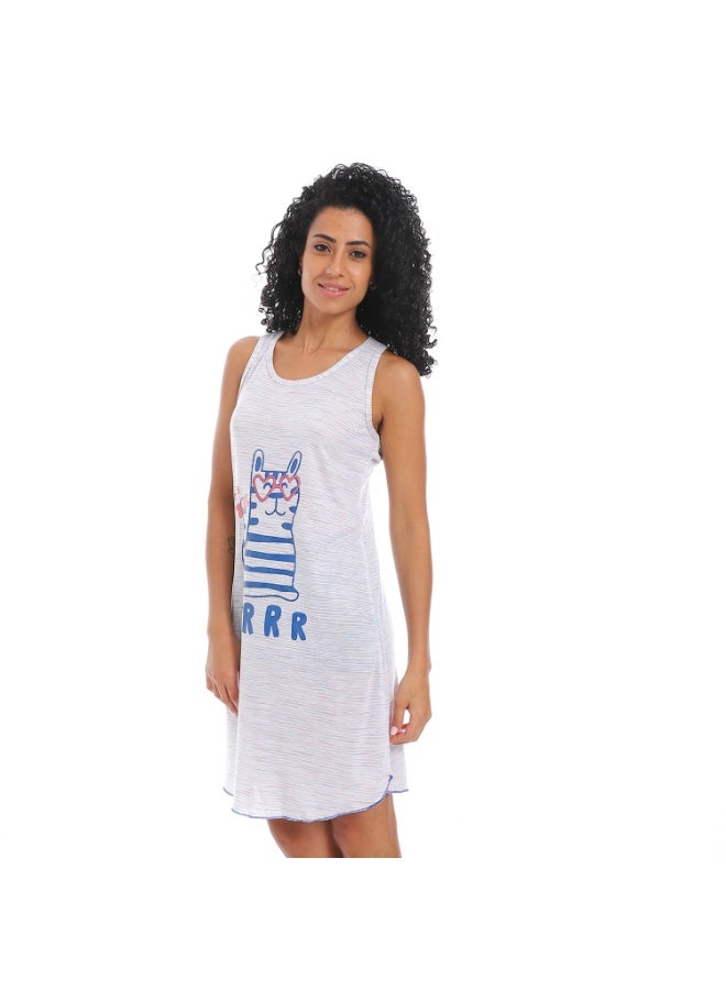 Caesar Women's cotton sleep shirt with chest print - Image 3