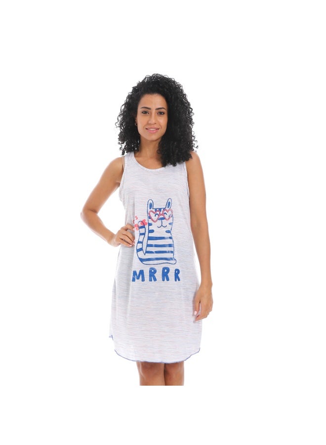 Caesar Women's cotton sleep shirt with chest print - Image 1