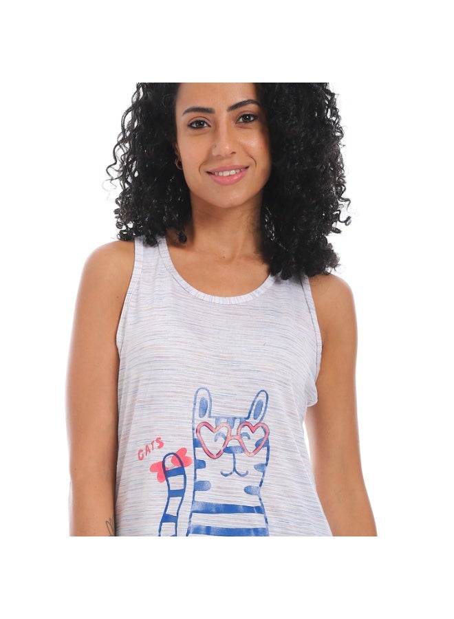 Caesar Women's cotton sleep shirt with chest print - Image 5