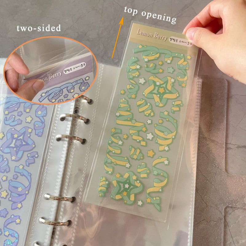 FGISAR Clear Sticker Organizer Storage Binder for Kpop Deco Stickers A6 Sticker Book Collecting Album for Planner Scrapbook and Journal Stickers Displaying Double-sided 50 Pocket - Image 2