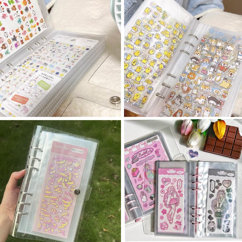 FGISAR Clear Sticker Organizer Storage Binder for Kpop Deco Stickers A6 Sticker Book Collecting Album for Planner Scrapbook and Journal Stickers Displaying Double-sided 50 Pocket - Image 4