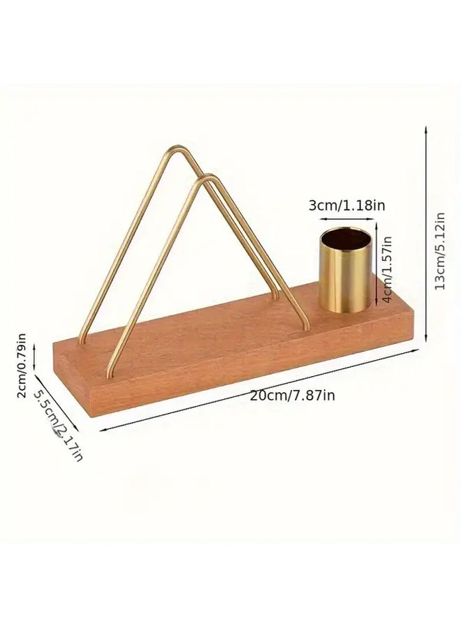 Walnut Wooden Vertical Tissue Holder With Metal Stand And Toothpick Box For Hotels Restaurants - Image 3