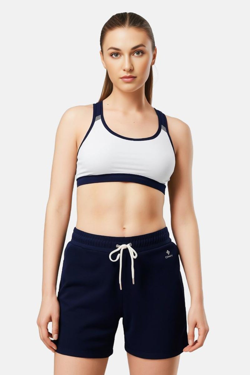 GANT Women Drawstring Embroidered Logo Basic Shorts, Navy - Image 1