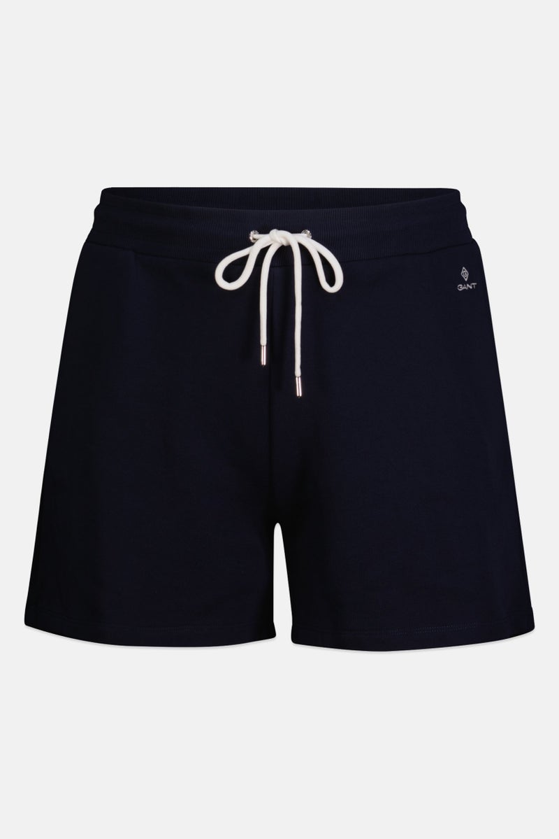 GANT Women Drawstring Embroidered Logo Basic Shorts, Navy - Image 3