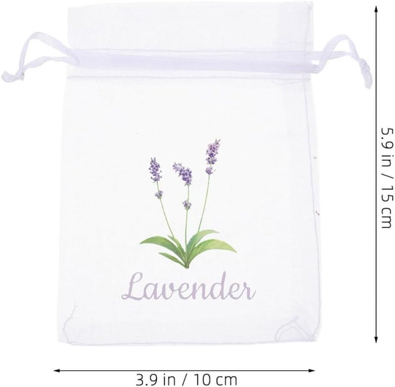 PRETYZOOM 20 Pcs White Mesh Lavender Sachet Bags with Drawstring, Empty Multi-use Organza Pouches for 30g Dried Lavender, Decorative Storage for Home, Closet, and Party Favors - Image 2