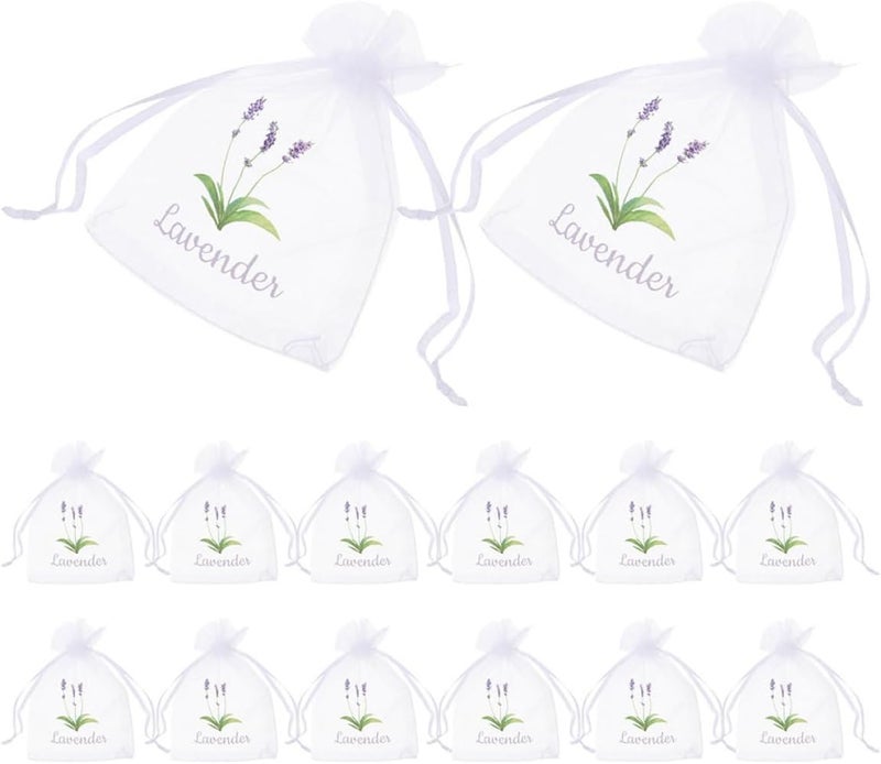 PRETYZOOM 20 Pcs White Mesh Lavender Sachet Bags with Drawstring, Empty Multi-use Organza Pouches for 30g Dried Lavender, Decorative Storage for Home, Closet, and Party Favors - Image 1