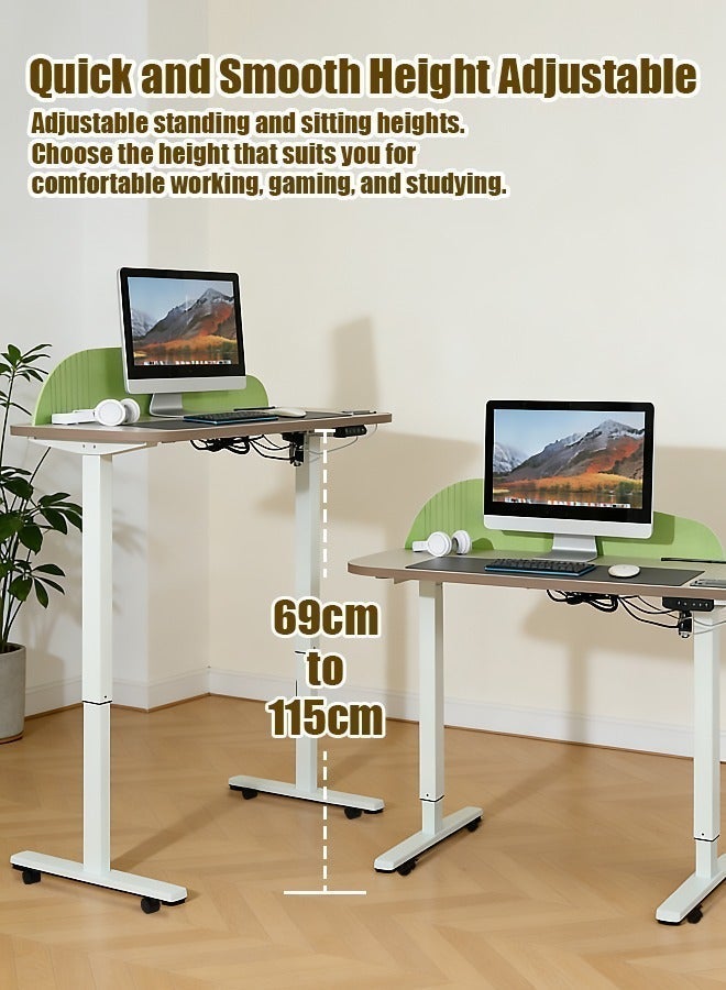MWS-ForCamping Ergonomic Adjustable Desk | 20W Type-C & 3 UK Power Outlets | Space-Saving 120x60cm Khaki Computer Table & Gaming Table for Home Office - Image 4