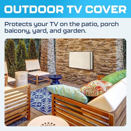 Garnetics Outdoor TV Cover 39 Inch – Waterproof, Weatherproof TV Enclosures with Smart Shield Screen Protectors, Ideal for Outdoor Use, Moving, and Storage - Beige - Image 2