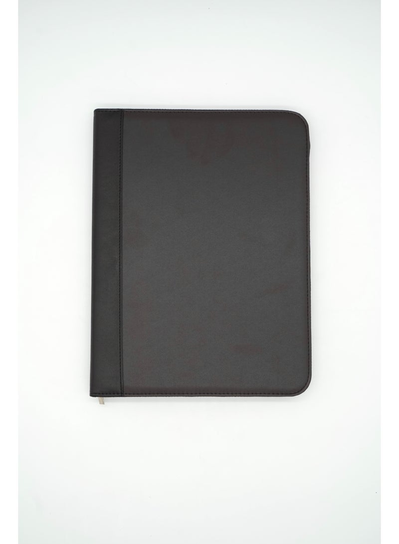 ركس حامل اوراق A4 مصنوع من الجلد لون اسود مع وجود الة حاسب - Image 2