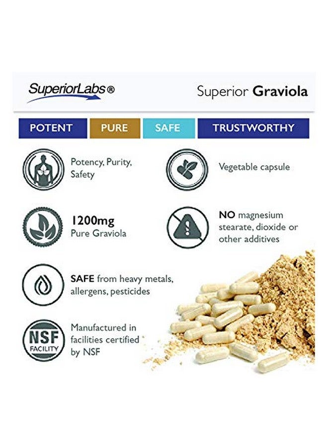 Superior Labs جرعة طبيعية نقية من جرافيولا غير معدلة وراثيًا 1200 ملغ 120 كبسولة نباتية مكمل غذائي طبيعي من السورساوب لصحة الجلد ويساعد في تعزيز نمو الخلايا ونظام تنفسي متوازن ومزاج جيد - Image 5