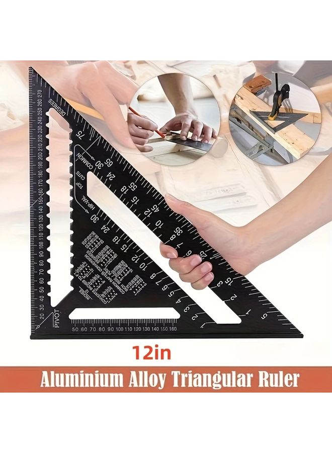 12 Inch Precision Aluminum Triangle Ruler Set High Accuracy Woodworking Carpentry Tool - Image 2
