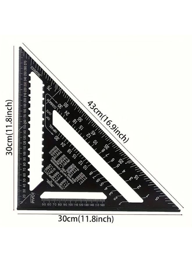 12 Inch Precision Aluminum Triangle Ruler Set High Accuracy Woodworking Carpentry Tool - Image 1
