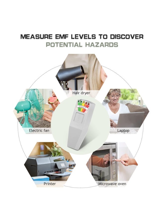 Portable LED EMF Electromagnetic Field Detector Tester, 50Hz-20000Hz, White - Image 5