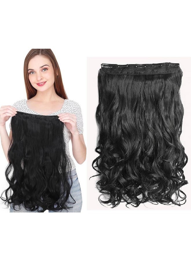 BeatStock Silky Soft Hair Extensions And Wigs Women Curly/Wavy Hair Extension For Girls To Increase Hair Volume 5 Clips In Black Color  - Image 1