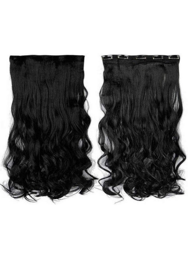 BeatStock Silky Soft Hair Extensions And Wigs Women Curly/Wavy Hair Extension For Girls To Increase Hair Volume 5 Clips In Black Color  - Image 2