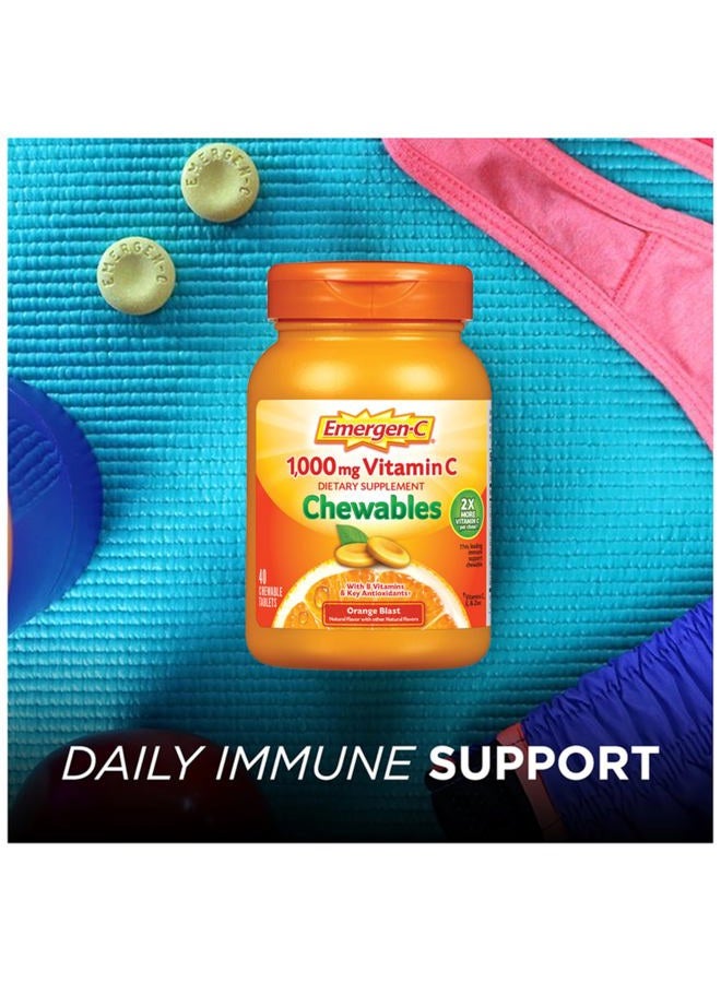 Emergen-C فيتامين سي القابل للمضغ 1000 ملغ، مع فيتامينات ب ومضادات الأكسدة (40 حبة، نكهة البرتقال المتفجرة)، مكمل غذائي - Image 5