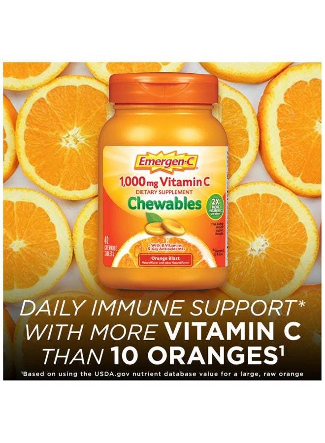 Emergen-C فيتامين سي القابل للمضغ 1000 ملغ، مع فيتامينات ب ومضادات الأكسدة (40 حبة، نكهة البرتقال المتفجرة)، مكمل غذائي - Image 3