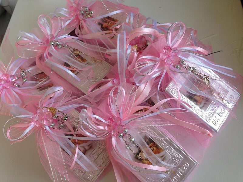 Hand made Baptism Favors Baby Pink 12pc  Prayer Books Covered in Repujadorecuerditos De Bautizo En Repujado Libritos De Oracion - Image 1