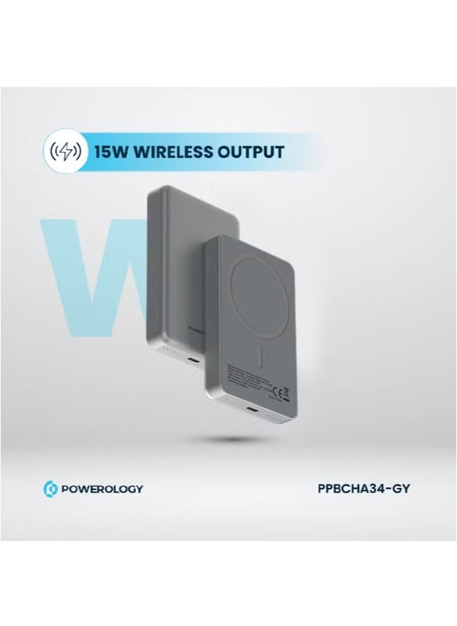 10000mAh Magsafe Power Bank 20W PD & 15W Wireless / Simultaneous Charging / Compact Design / USB-C Output & Input - Dark Grey