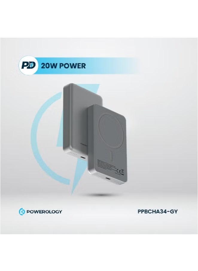 10000mAh Magsafe Power Bank 20W PD & 15W Wireless / Simultaneous Charging / Compact Design / USB-C Output & Input - Dark Grey