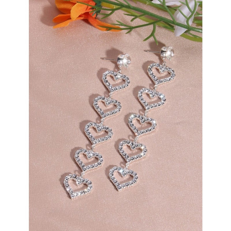 Link Rhinestone Heart Drop Earrings Valentines, Mom, Mother, Mother's Day, Gift - Image 4
