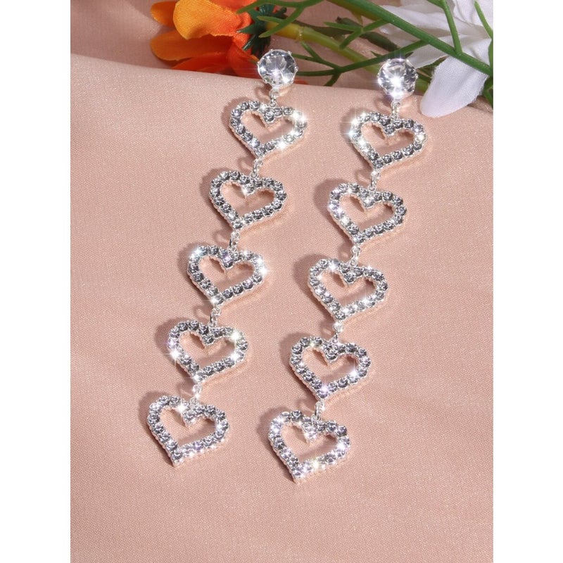 Link Rhinestone Heart Drop Earrings Valentines, Mom, Mother, Mother's Day, Gift - Image 2