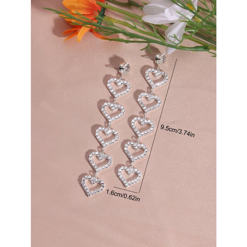 Link Rhinestone Heart Drop Earrings Valentines, Mom, Mother, Mother's Day, Gift - Image 5