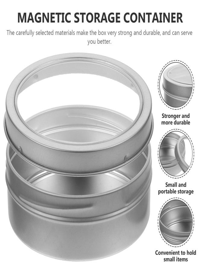 Garneck 2 Pcs Spice Box Magnetic 3oz Aluminum Cans Round Spice Tin Transparent Top Screw Lid Metal Storage Tins Containers for Storing Spices Candies Lip Balm Candles - Image 3