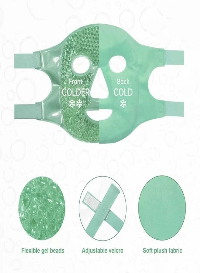 Wezone Ice Face Mask for Puffy Eyes & Face - Gel Bead Cold Compress Pack for Dark Circles, Headache Relief, Skin Care, Hot Cold Therapy Eye Mask for Women & Men, Reusable Spa Facial Mask (Green) - Image 2