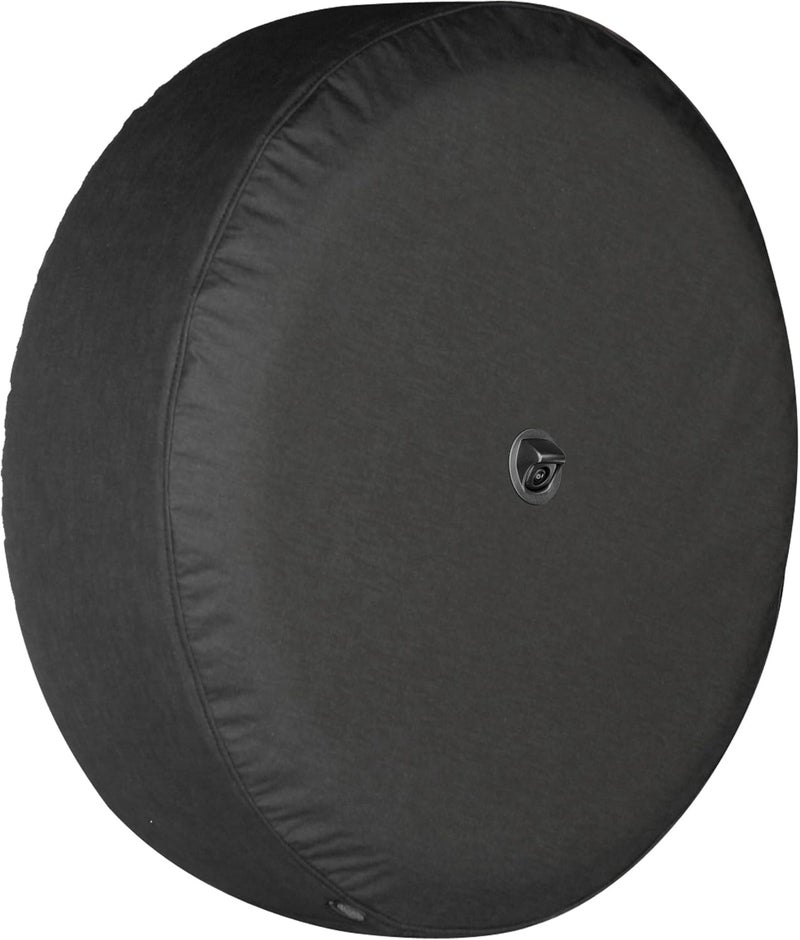 Boomerang 33" Soft JL Tire Cover for Jeep Wrangler JL (2018-2021) - Black Denim Vinyl with Integrated Camera Hood - Image 1