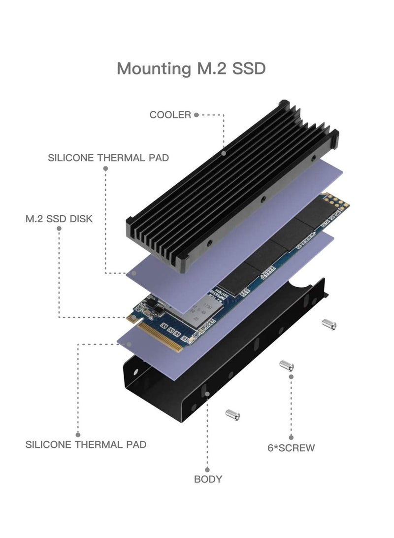 مبرد M.2 NVME 2280 SSD يدعم التبريد لقرص SSD M2 معين ذو جانب واحد أو جانبين مع وسادات سيليكون حرارية لتبريد الكمبيوتر و PS5 PCIe NVME أو SATA M.2 SSD، باللون الأحمر. - Image 5