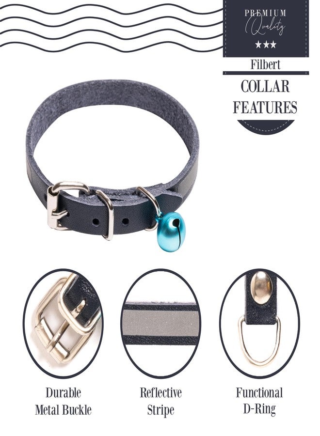 Filbert Leather Cat Collar, Reflective Cat Collar, Leather Accessories with Bell, Bird Warning, Suitable for Indoor and Outdoor, Non Breakaway, Durable, Stylish Design, Royal Blue - Image 4