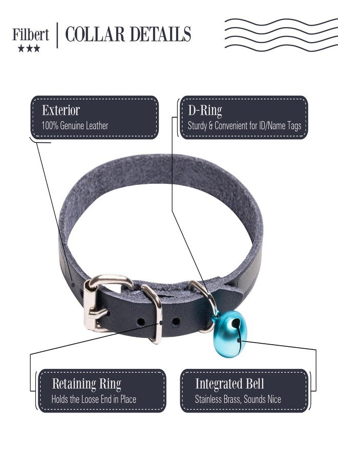 Filbert Leather Cat Collar, Reflective Cat Collar, Leather Accessories with Bell, Bird Warning, Suitable for Indoor and Outdoor, Non Breakaway, Durable, Stylish Design, Royal Blue - Image 3