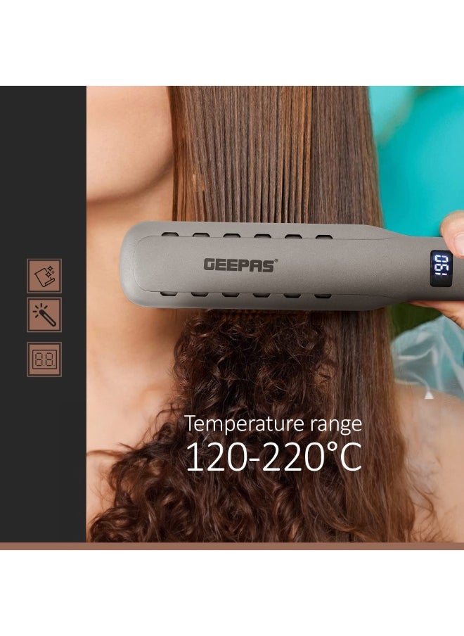 GEEPAS - Wet And Dry Hair Straightener, GHS86050 | Ceramic Coated Plate | Ionic Function | Swivel Cord | Hanging Loop | Adjustable Temperature | LCD Display - Image 1