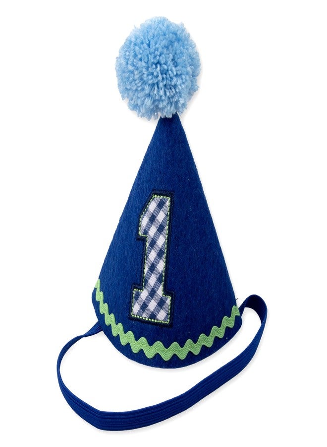 Baby Essentials Baby Boy 1st Birthday Bib and Party Hat Set - Blue Gingham “It’s My 1st Birthday” Design, Perfect for Photos & Gifts - Image 4