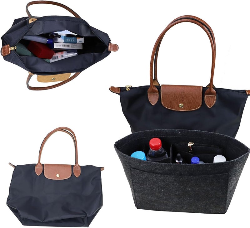 Lckaey إدراج محفظة Lckaey لمحافظات Longchamp Le Pliage، اللون الأرجواني الفاتح – 1012beige-S - Image 5