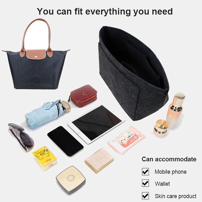 Lckaey إدراج محفظة Lckaey لمحافظات Longchamp Le Pliage، اللون الأرجواني الفاتح – 1012beige-S - Image 4