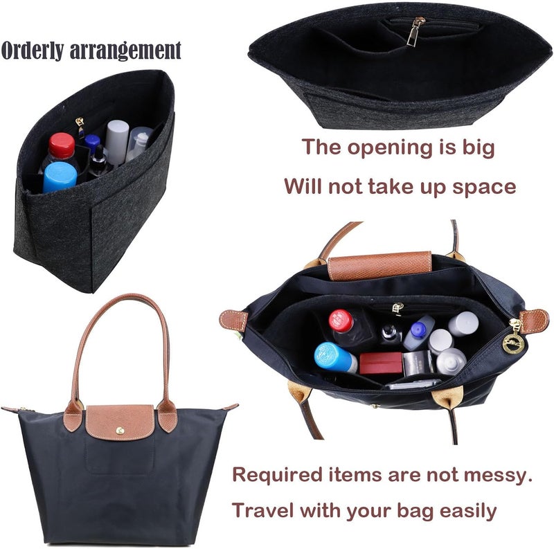 Lckaey إدراج محفظة Lckaey لمحافظات Longchamp Le Pliage، اللون الأرجواني الفاتح – 1012beige-S - Image 3