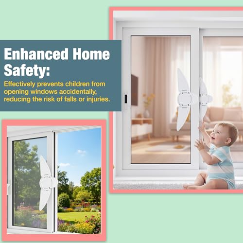 Safe-O-Kid (Pack of 4) Elegant Butterfly Shaped Window Lock - Finger Safety Protector for Sliding Windows & Doors - BPA Free, White - Image 2