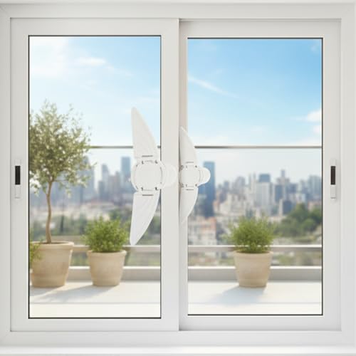 Safe-O-Kid (Pack of 4) Elegant Butterfly Shaped Window Lock - Finger Safety Protector for Sliding Windows & Doors - BPA Free, White - Image 1