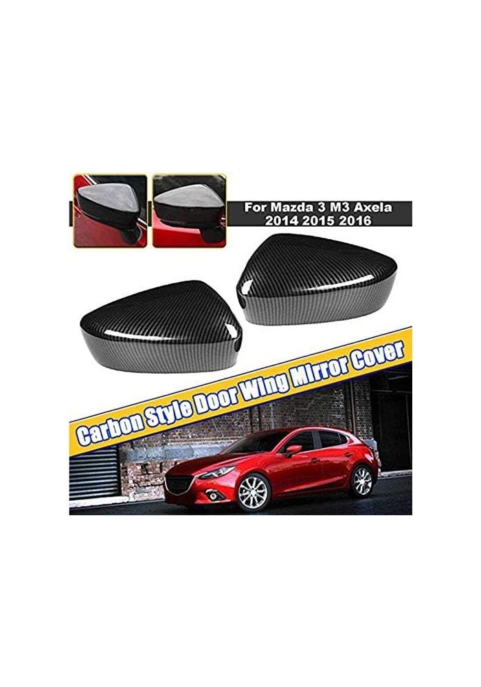 Fouedy Car Rearview Mirror Cover Trim Accessories for Mazda 3 Axela (2014-2018) - ABS Carbon Fiber - Image 3