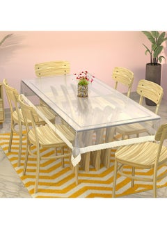 Kuber Industries Kuber Industries Dining Table Cover 6 Seater|Table Cloth for 6 Seater Dining Table|Table Sheet For dining, Party, Events|Waterproof Table Protector|Indoor And Outdoor Use (White Lace)  - Image 4