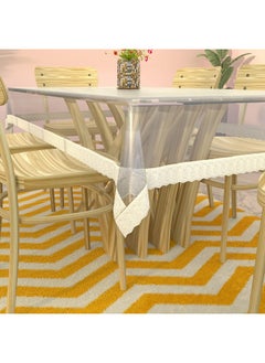 Kuber Industries Kuber Industries Dining Table Cover 6 Seater|Table Cloth for 6 Seater Dining Table|Table Sheet For dining, Party, Events|Waterproof Table Protector|Indoor And Outdoor Use (White Lace)  - Image 2