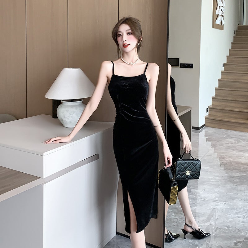 Chic Velour Dress  Jacket Set Women Autumn/Winter 2023 Cake skirt - Image 2