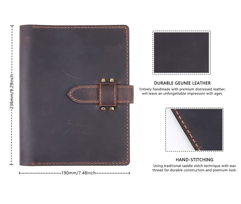 Robrasim Handmade Leather Sketchbook Cover, Leather Artist Sketch Pad Cover for 5.5" x 8.5" Sketchbook, Drawing Book and Pencil Case, Journal Notebook Portfolio, Artis Gifts-Coffee - Image 3