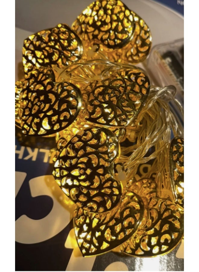 True light 20x Metal Warm White LED Heart Fairy String Lights , Indoor/Outdoor Bedroom Kitchen Hallway Garden Lighting (20 LED Gold) - Image 2