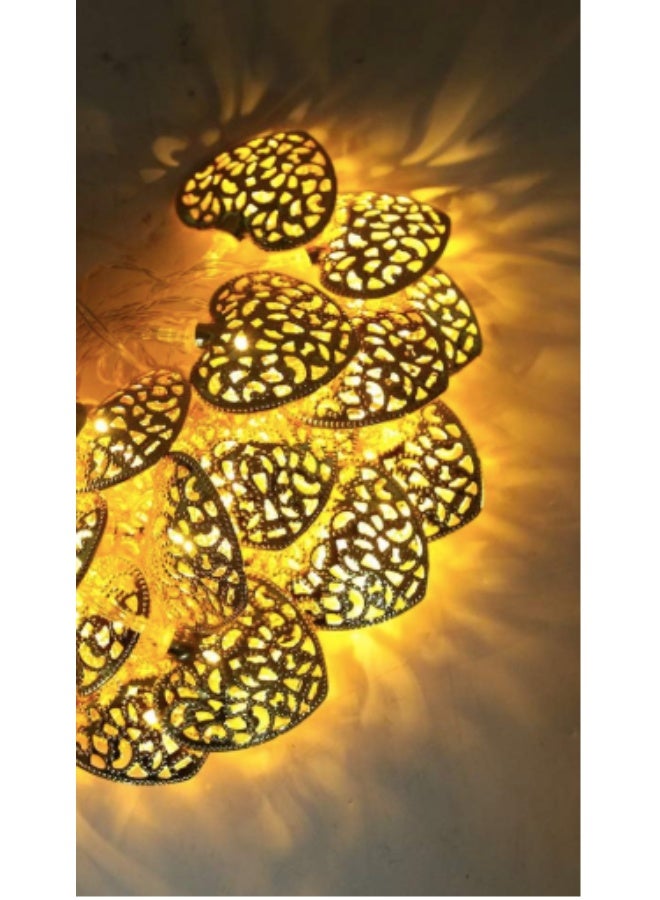 True light 20x Metal Warm White LED Heart Fairy String Lights , Indoor/Outdoor Bedroom Kitchen Hallway Garden Lighting (20 LED Gold) - Image 1