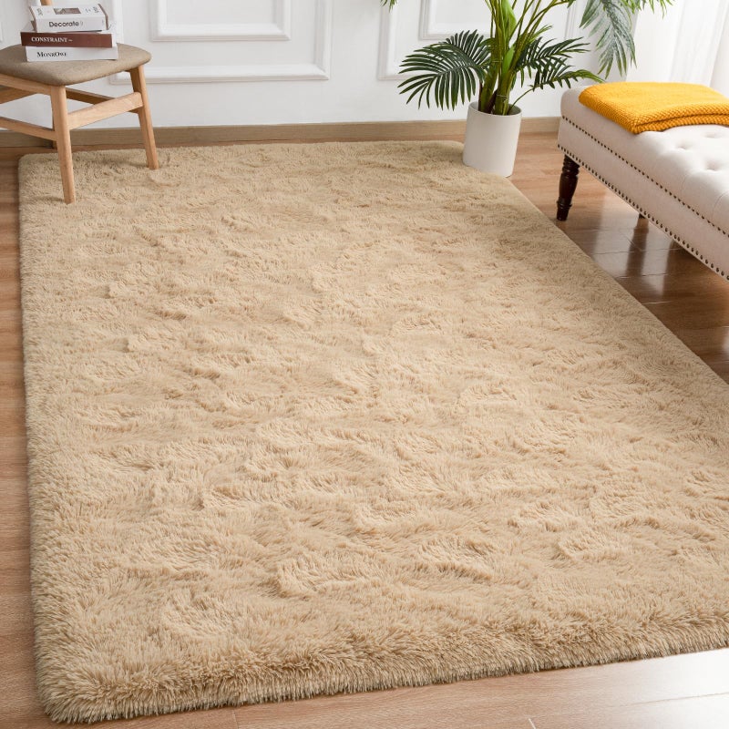 سجاد أنديكور الناعم والف fluffy لغرفة النوم 4 × 6 أقدام سجادة داخلية شاجي فخمة للأطفال الأولاد والبنات والرضع وسكن الجامعات وغرفة المعيشة وديكور المنزل سجادة أرضية باللون الجمل
